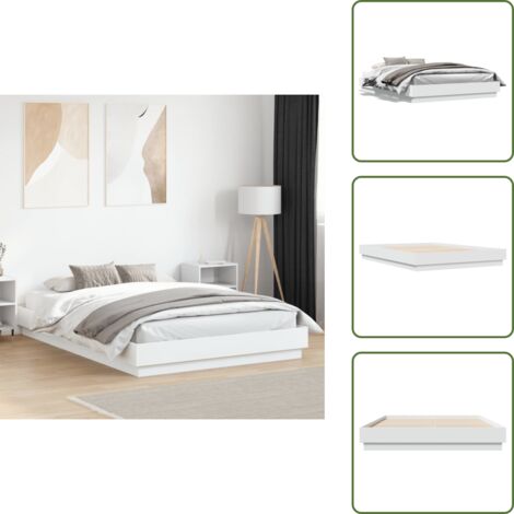 The Living Store Estructura de cama madera de ingeniería blanca 160x200 cm - Estructura de cama