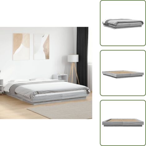 The Living Store Estructura de cama madera de ingeniería gris Sonoma 160x200 cm - Estructura de cama