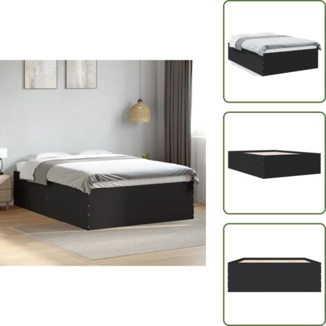 The Living Store Estructura de cama madera de ingeniería negra 135x190 cm - Estructura de cama