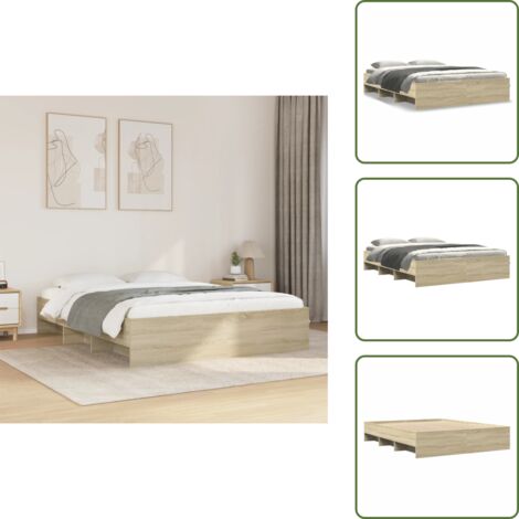 The Living Store Estructura de cama madera de ingeniería roble Sonoma 160x200 cm - Estructura de cama