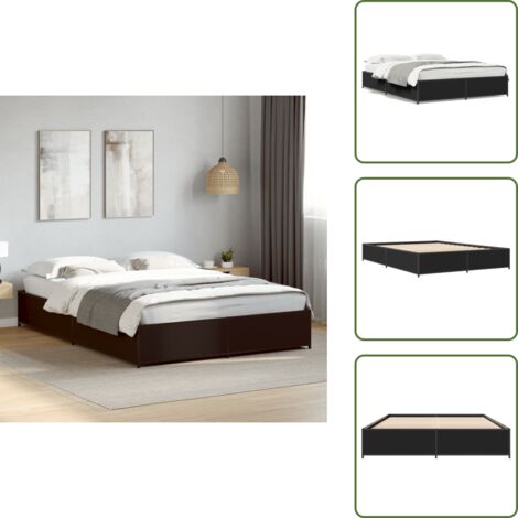 The Living Store Estructura de cama madera de ingeniería y metal negro 135x190cm - Estructura de cama