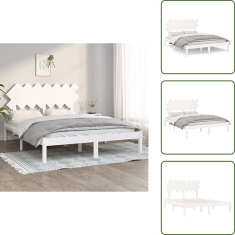 The Living Store Estructura de cama madera maciza blanco 140x200 cm - Estructura de cama