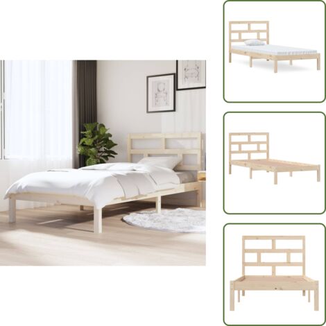 The Living Store Estructura de cama madera maciza de pino 90x200 cm - Estructura de cama
