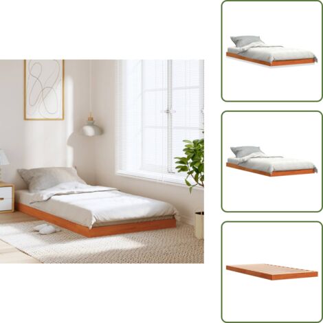 The Living Store Estructura de cama madera maciza pino marrón cera 100x200 cm - Estructura de cama