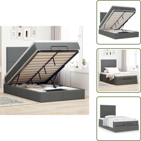 The Living Store Estructura de cama otomana colchón tela gris oscuro - Colchón