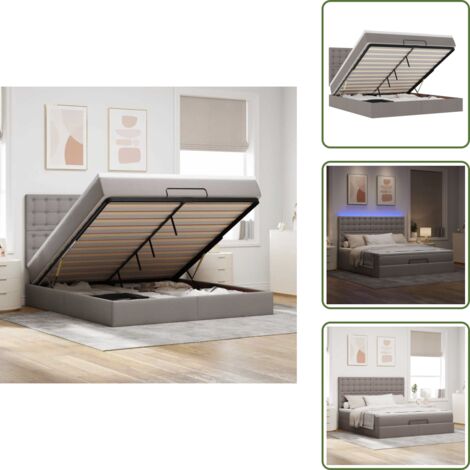 The Living Store Estructura de cama otomana colchón tela gris pardo 180x200 cm - Colchón de muelles ensacados