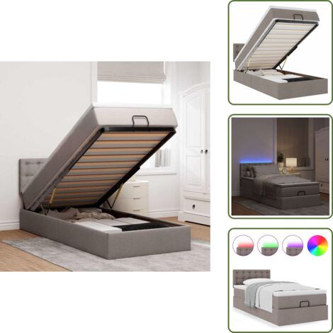 The Living Store Estructura de cama otomana colchón tela gris pardo 80x200cm - Colchón de muelles ensacados