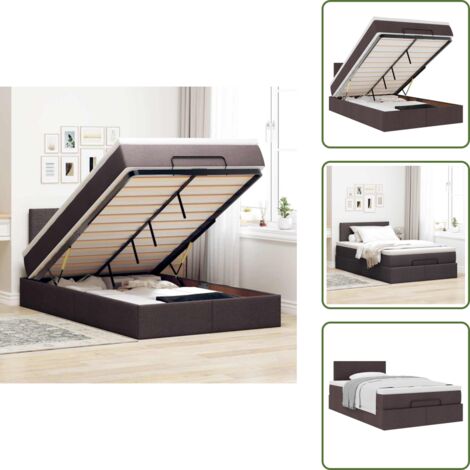 The Living Store Estructura de cama otomana colchón tela marrón oscuro 120x190cm - Colchón