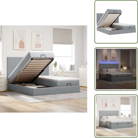 The Living Store Estructura de cama otomana colchones tela gris claro 160x200cm - Colchón ensacado