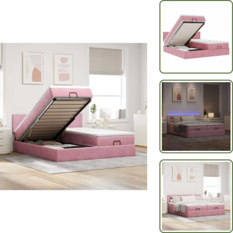 The Living Store Estructura de cama otomana colchones terciopelo rosa 160x200cm - Colchón de muelles ensacados