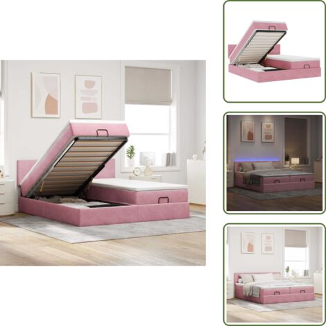 The Living Store Estructura de cama otomana colchones terciopelo rosa 180x200cm - Colchón de muelles ensacados