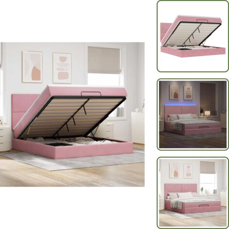 The Living Store Estructura de cama otomana colchones terciopelo rosa 180x200cm - Colchón de muelles ensacados