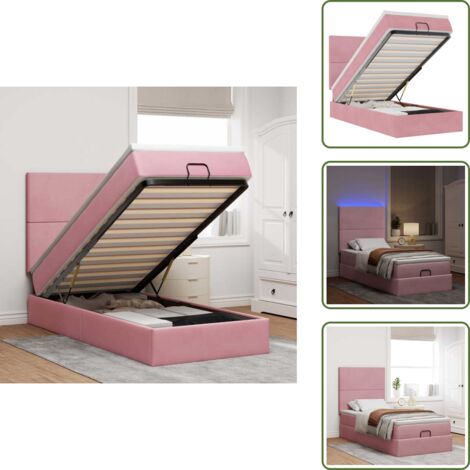 The Living Store Estructura de cama otomana colchones terciopelo rosa 90x200cm - Colchón de muelles ensacados