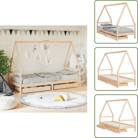 The Living Store Estructura de cama para niños con cajones madera pino 80x200 cm - Cama de madera