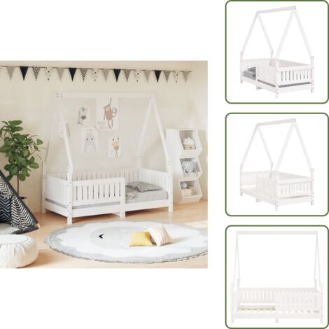 The Living Store Estructura de cama para niños madera de pino blanco 70x140 cm - Cama de madera