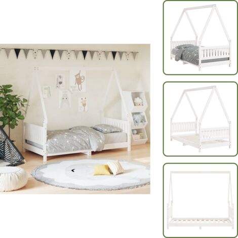 The Living Store Estructura de cama para niños madera de pino blanco 80x160 cm - Cama de madera