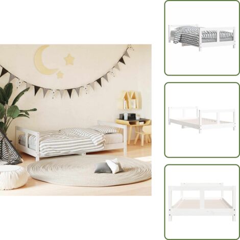 The Living Store Estructura de cama para niños madera de pino blanco 80x160 cm - Estructura de cama