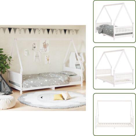 The Living Store Estructura de cama para niños madera de pino blanco 90x190 cm - Cama de madera