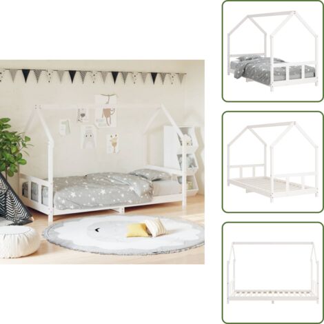 The Living Store Estructura de cama para niños madera de pino blanco 90x190 cm - Estructura de cama