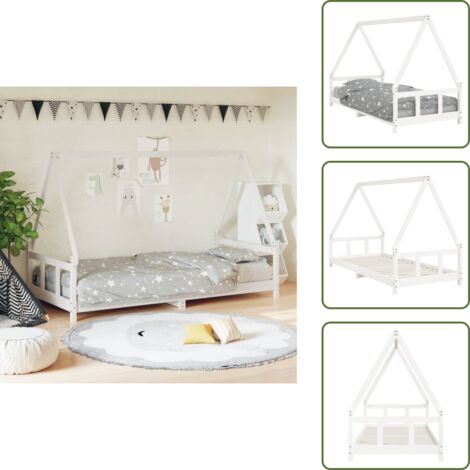 The Living Store Estructura de cama para niños madera de pino blanco 90x200 cm - Cama de madera