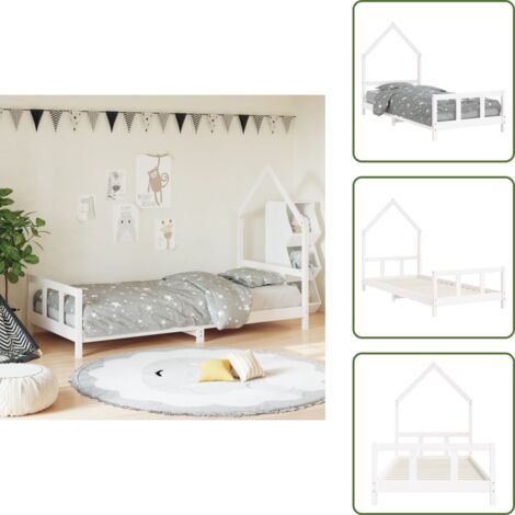 The Living Store Estructura de cama para niños madera de pino blanco 90x200 cm - Cama de madera