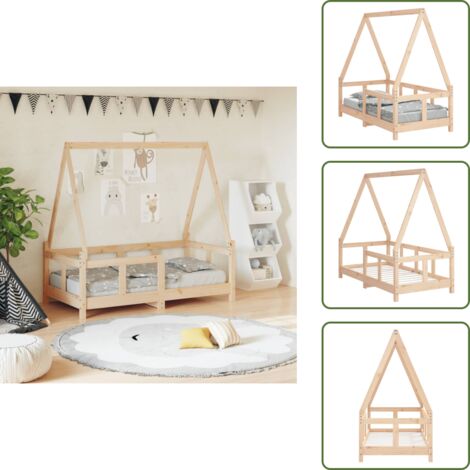 The Living Store Estructura de cama para niños madera maciza de pino 70x140 cm - Cama de madera