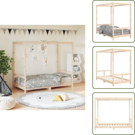 The Living Store Estructura de cama para niños madera maciza de pino 80x160 cm - Estructura de cama