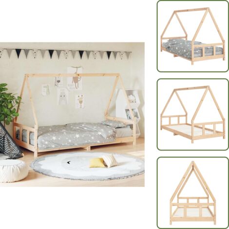 The Living Store Estructura de cama para niños madera maciza de pino 90x200 cm - Cama de madera