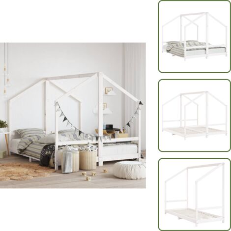 The Living Store Estructura de cama para niños madera pino blanco 2x(80x200) cm - Estructura de cama