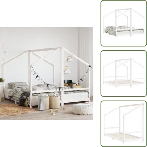 The Living Store Estructura de cama para niños madera pino blanco 2x(90x190) cm - Estructura de cama