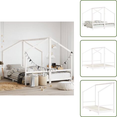 The Living Store Estructura de cama para niños madera pino blanco 2x(90x200) cm - Estructura de cama