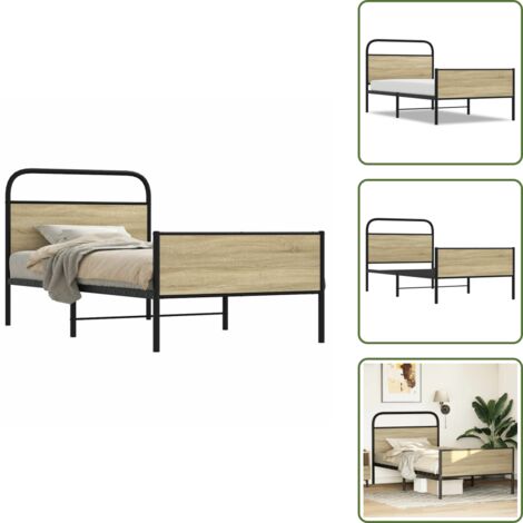 The Living Store Estructura de cama sin colchón 100x200 cm madera roble Sonoma - Cama sin colchón