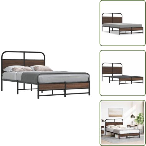 The Living Store Estructura de cama sin colchón 140x200 cm madera marrón roble - Cama sin colchón