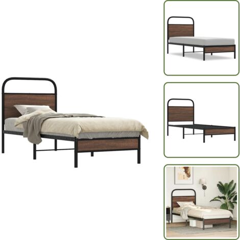 The Living Store Estructura de cama sin colchón 75x190 cm madera marrón roble - Cama sin colchón