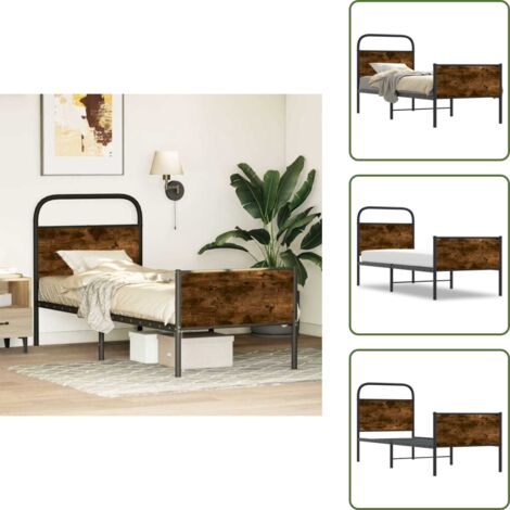 The Living Store Estructura de cama sin colchón 75x190 cm madera roble Sonoma - Cama sin colchón