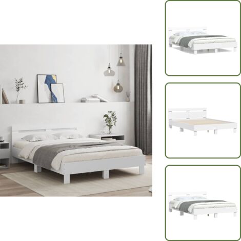 The Living Store Estructura de cama sin colchón blanco 140x190 cm - Estructura de cama