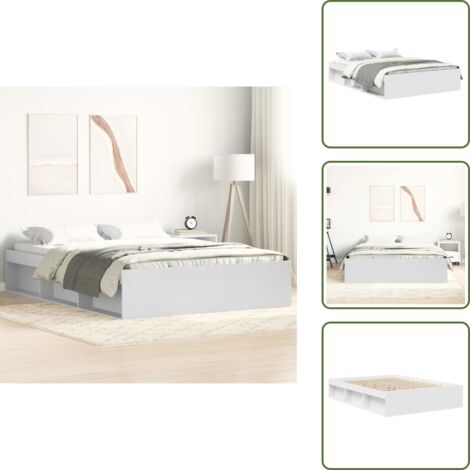 The Living Store Estructura de cama sin colchón blanco 140x190 cm - Estructura de cama