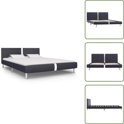 The Living Store Estructura de cama sin colchón cuero sintético negro 120x200 cm - Cama de hierro
