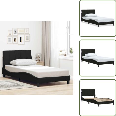 The Living Store Estructura de cama sin colchón Hanko tela negro 100x200 cm - Cama con cabecero