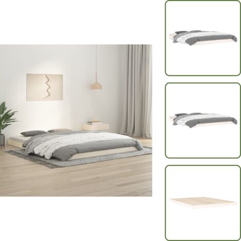 The Living Store Estructura de cama sin colchón madera de pino blanca 150x200 cm - Cama de madera