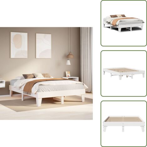 The Living Store Estructura de cama sin colchón madera de pino blanca 150x200 cm - Estructura de cama