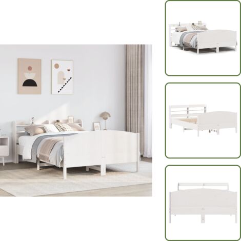 The Living Store Estructura de cama sin colchón madera de pino blanca 150x200 cm - Estructura de cama