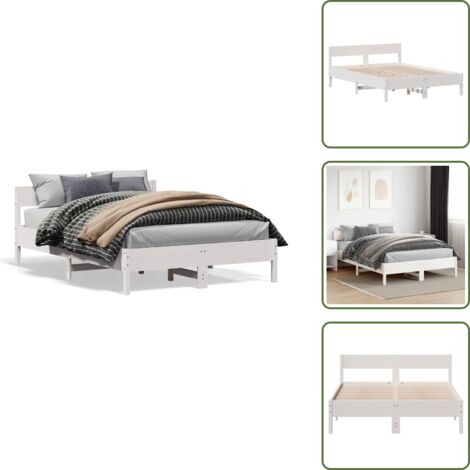 The Living Store Estructura de cama sin colchón madera de pino blanca 150x200 cm - Estructura de cama