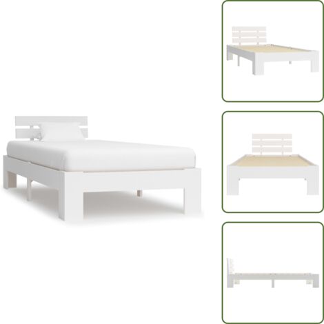 The Living Store Estructura de cama sin colchón madera de pino blanco 100x200 cm - Estructura de cama