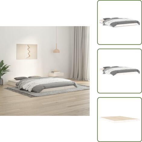 The Living Store Estructura de cama sin colchón madera de pino blanco 135x190 cm - Cama de madera