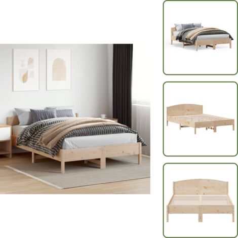 The Living Store Estructura de cama sin colchón madera de pino blanco 150x200 cm - Estructura de cama