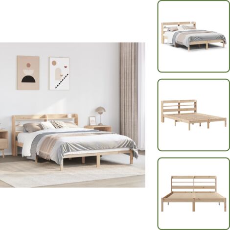 The Living Store Estructura de cama sin colchón madera de pino blanco 150x200 cm - Estructura de cama