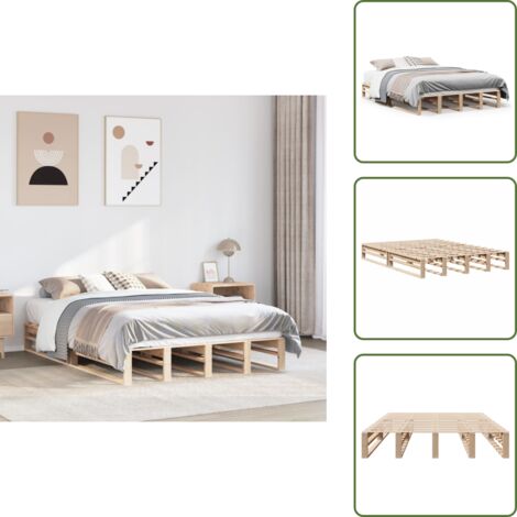 The Living Store Estructura de cama sin colchón madera de pino blanco 150x200 cm - Estructura de cama