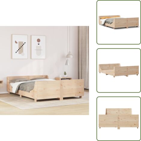 The Living Store Estructura de cama sin colchón madera de pino blanco 150x200 cm - Estructura de cama