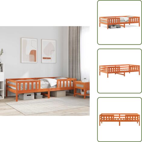 The Living Store Estructura de cama sin colchón madera de pino marrón 90x200 cm - Estructura de cama